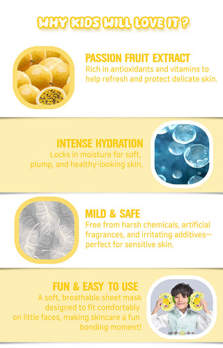 PETAL FOR KIDS | Safe Baby Pure Passion fruit Sheet Mask (10ea)