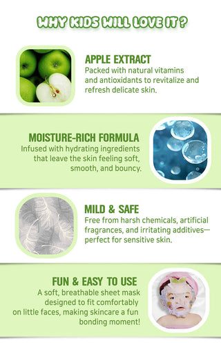 PETAL FOR KIDS | Safe Baby Pure Apple Sheet Mask (SINGLE MASK)
