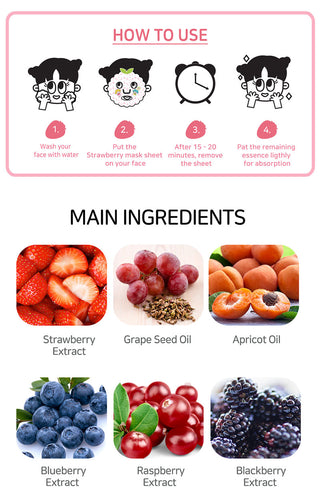 PETAL FOR KIDS | Safe Baby Pure Strawberry Sheet Mask (SINGLE)