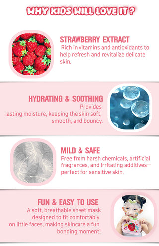 PETAL FOR KIDS | Safe Baby Pure Strawberry Sheet Mask (SINGLE)